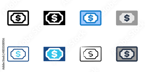 Money icons set multiple style collection. Editable stroke 
