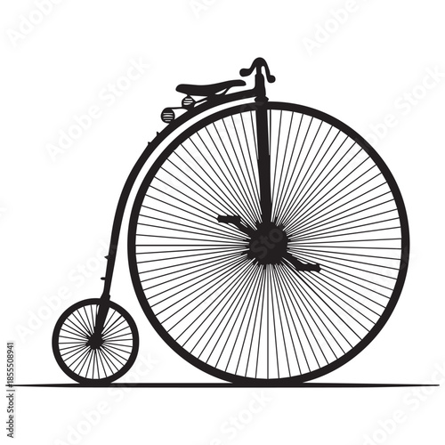 Vintage penny farthing bicycle in sleek black silhouette