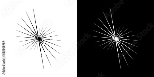 Dynamic abstract spiral sound wave rhythm lines. Circular spiral sound wave rhythm of lines. Circular futuristic abstract lines, black and white background.	