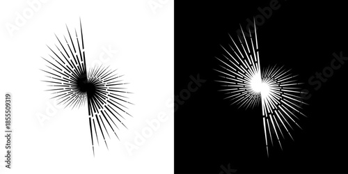 Dynamic abstract spiral sound wave rhythm lines. Circular spiral sound wave rhythm of lines. Circular futuristic abstract lines, black and white background.	