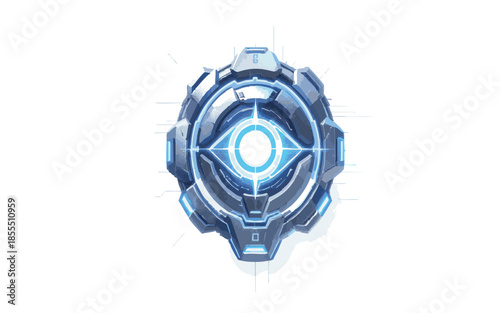 Futuristic High-Tech Surveillance Icon and Overseer EmblemPrint