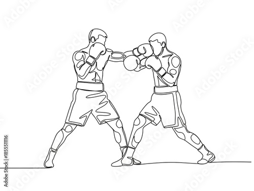 boxing match continuous line art clip art preview