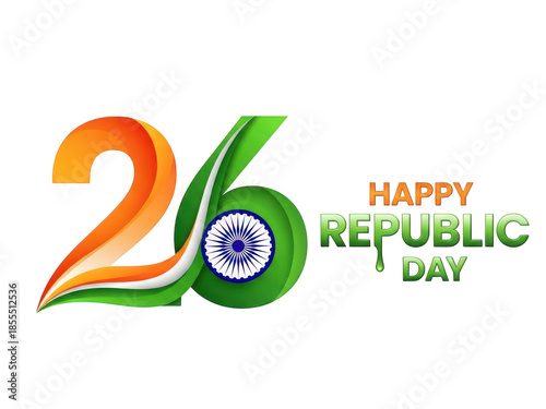Happy republic day india 26th january isolated on transparent background