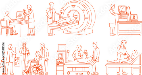 Healthcare Professionals Performing Medical Diagnostic Procedures and Patient Examinations