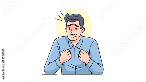 Concerned man experiencing stress and anxiety feeling overwhelmed