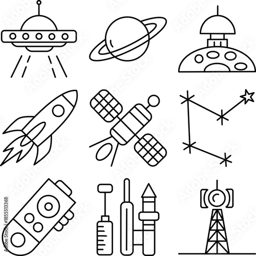 Space Exploration Line Icons