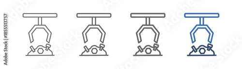 
outline icon set scrap with scrap metal pulling machine design
