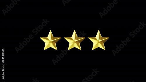 3D 3 Gold Stars Animation | Alpha Loop