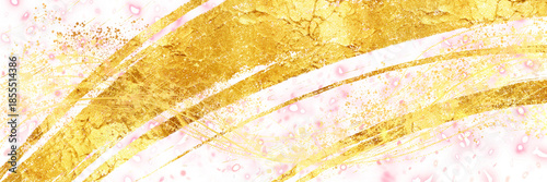 お正月背景風金箔桜花吹雪が輝く豪華,横長透過背景