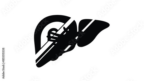 Stylized black illustration of a human liver with a dollar sign overlay, symbolizing liver health and financial concerns.