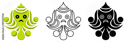 Cute octopus animal mascot logo design vector illustration isolated on white background