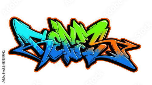 colorful graffiti letters with orange outline