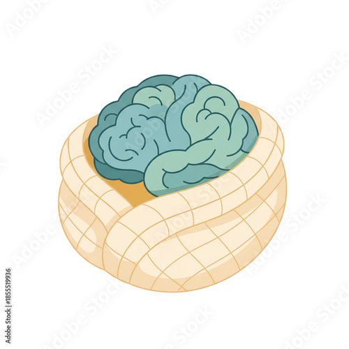 Brain wrapped in a turban on black background
