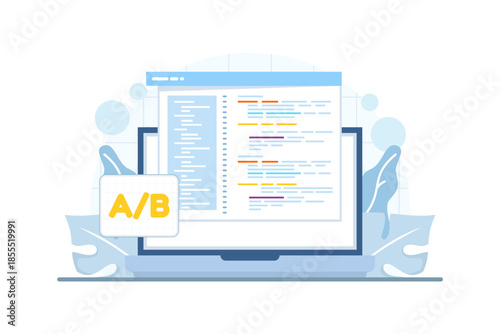 AB testing concept showing A and B for user split testing. Flat vector illustration for UX research, conversion optimization, and digital experiments.