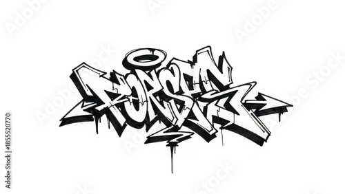 Graffiti art with abstract letters and shapes