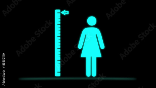 Person standing next to height measurement