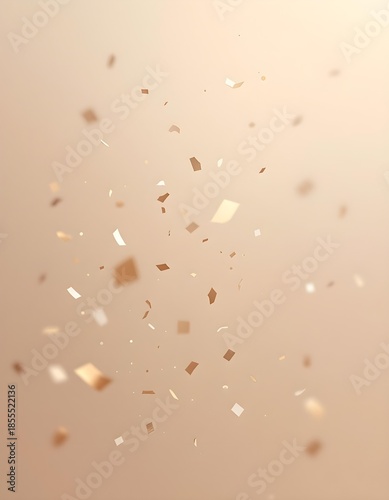 Serene wide minimalist background with floating confetti forms and refined 2026 number for luxury new year celebration party design template
