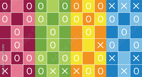 Colorful tic tac toe game board vector illustration with modern grid design for logic puzzle and strategy games