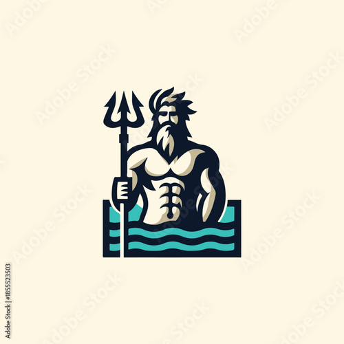Greek Poseidon God Logo