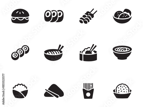 A set of modern fast food icons for restaurant menus and design projects