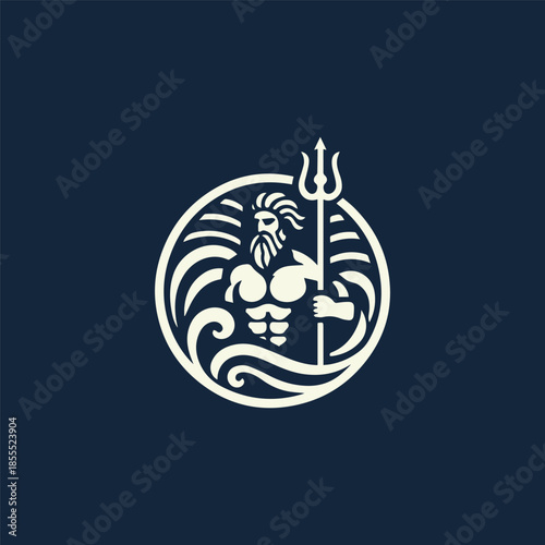 Greek Poseidon God Logo