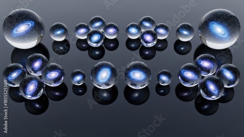 Collection of Metallic Spheres on Dark Surface.