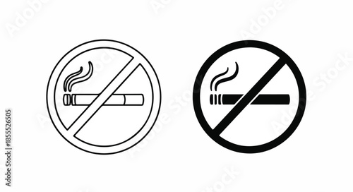 Graphic illustration of two no smoking signs with cigarette symbols on a white background.