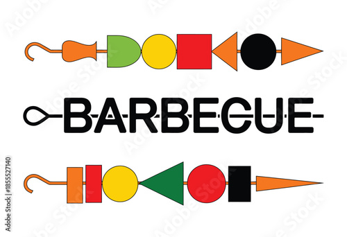 Barbecue kebabs skewers braai illustration featuring mixed grilled foods, wooden skewers, outdoor fire cooking culture, backyard celebration dining, and flavorful street food presentation.