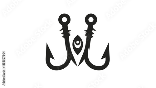 Stylized double anchor illustration, strong nautical symbol on isolated white background.