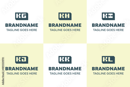 Letters KG KH KI KJ KK KL Box 3D Logo Set, for any brand with GK HK IK JK KK LK initials