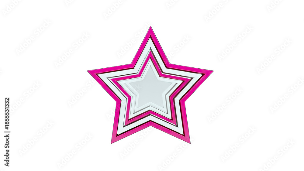 Obraz premium 3D Layered Star Shape with Pink and White Accents on transparent background