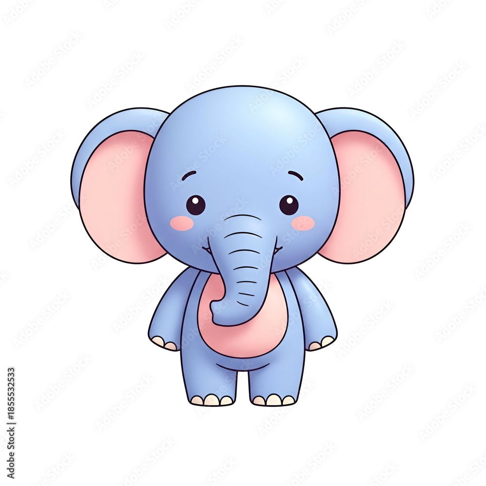 Fototapeta premium Cute Cartoon Elephant Character Illustration.