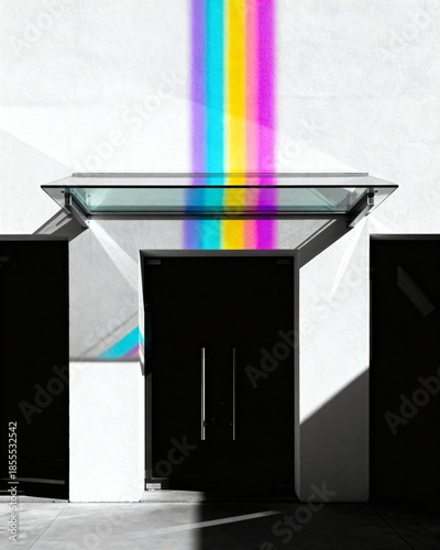 Rainbow stripe doorway dark minimal urban