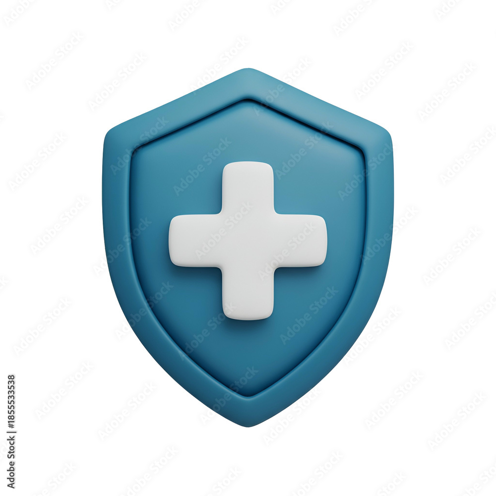 Obraz premium Blue Shield with White Medical Cross.