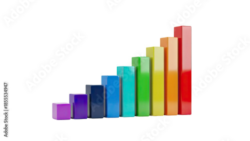 Free Download 3D Rainbow Bar Chart on transparent background - GFXLoad