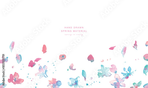 水彩画。水彩タッチの桜のベクター背景。舞い上がる桜の背景。春の桜水彩画。