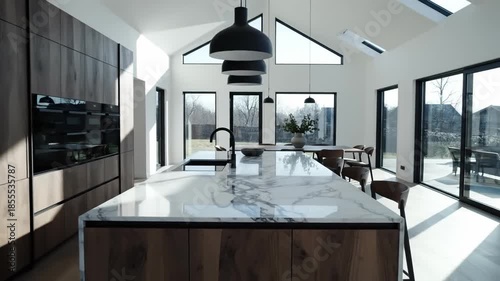 Modern luxury kitchen island marble countertop minimalist design