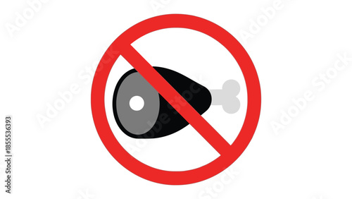 Simple prohibition icon representing no meat consumption or vegetarian restriction symbol