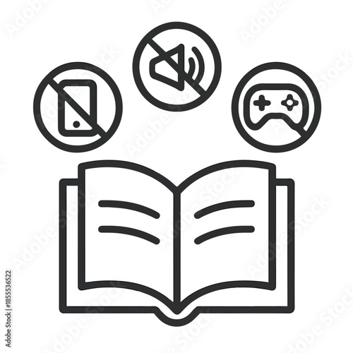 Conceptual vector of closed distractions around open book