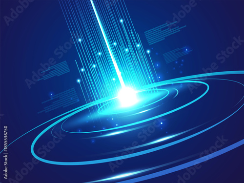 Artificial intelligence (AI) with Futuristic AI Circles network lines movement and Dynamic Growth up lines at the center light effect on dark blue background vector design concept for advance tech.