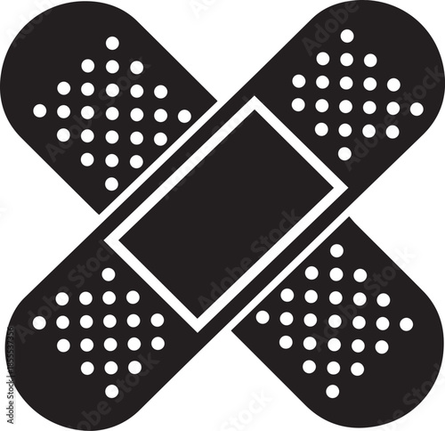 Crossed plasters Band aid icon silhouette vector black on a white background