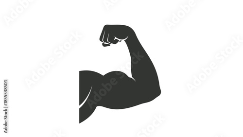 Silhouette icon of a flexed bicep muscle symbolizing strength and fitness