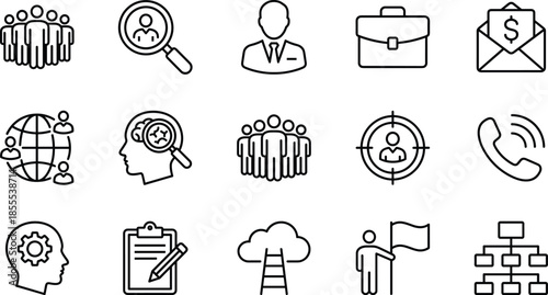 Human Resources Icon Set for Recruitment Business Leadership Management Professional Career Development Talent Acquisition Corporate Strategy Global Networking
