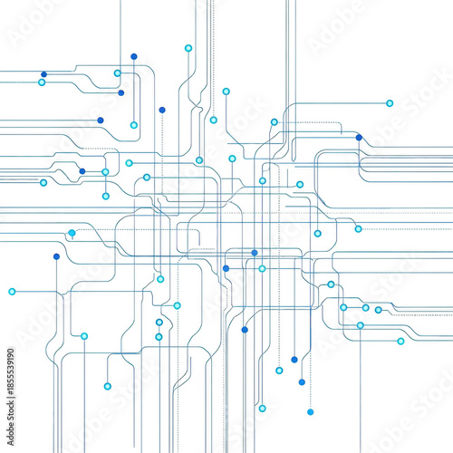 Abstract digital circuit board pattern isolated on transparent background