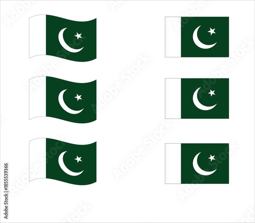 Pakistan flag icons vector set 