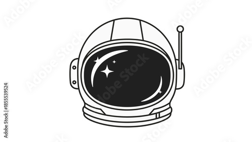 Astronaut Helmet Vector Illustration with Stars and Reflections