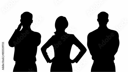 Confident business people standing together in silhouettes