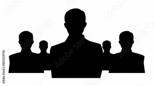 Silhouettes of businesspeople standing together in a group
