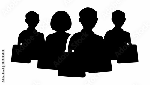 Business professionals with briefcases standing together