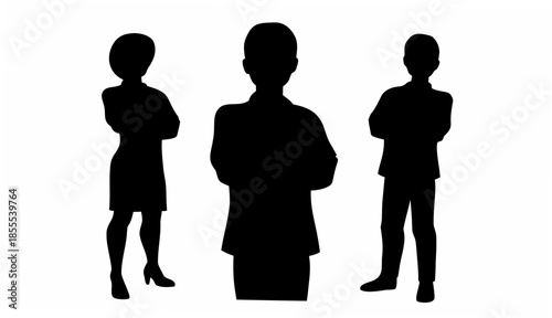 Silhouettes of business professionals standing confidently